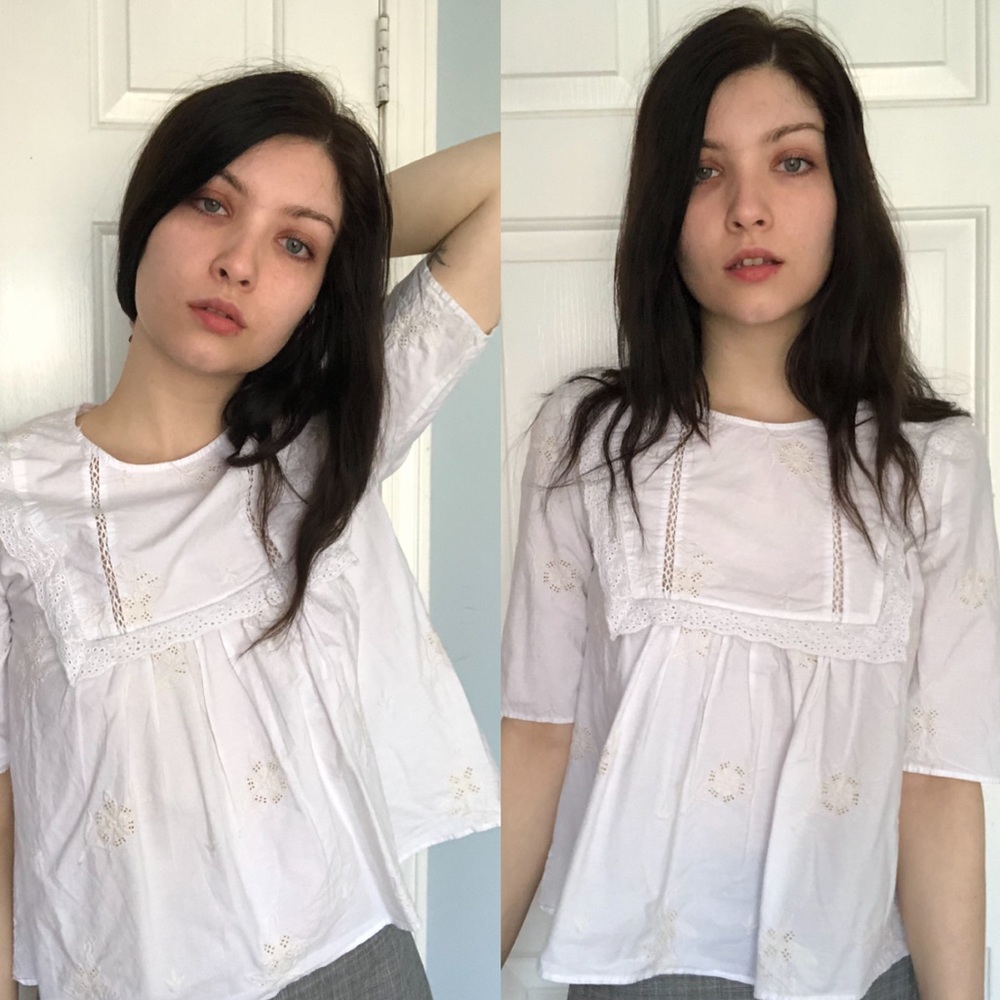 ZARA Embroidered Boxy Top
